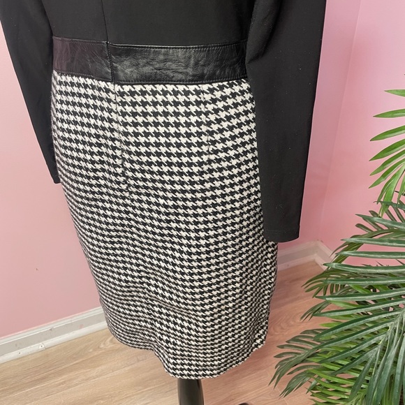Ralph Lauren Houndstooth Dress Black with Faux Leather belt - Picture 8 of 13